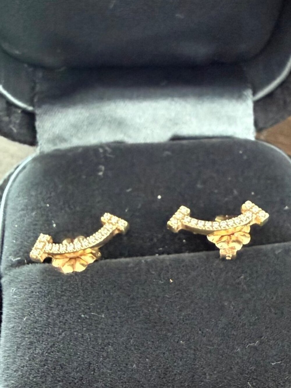 Tiffany & Co. T Smile Earrings 18K Yellow Gold Diamonds with Box